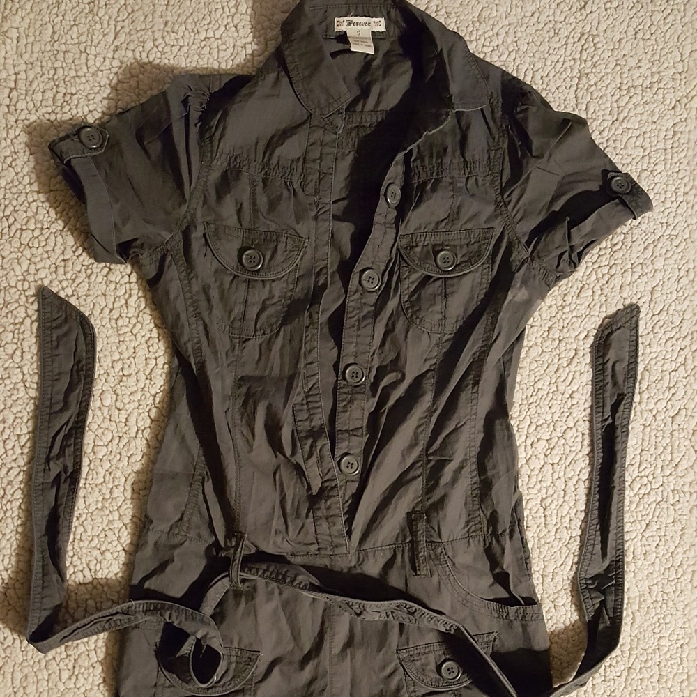 grey overall shorts size s